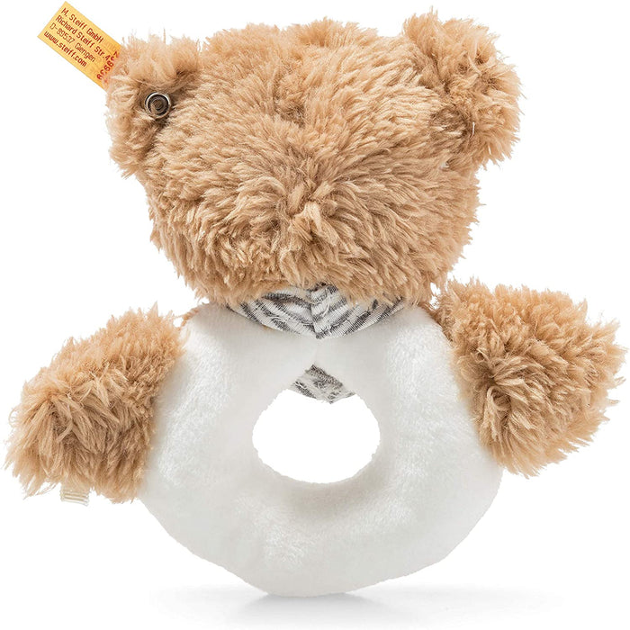 Steiff Baby Nursery Sleep Well Grey Teddy Bear Ring Grip Rattle Toy 12cm