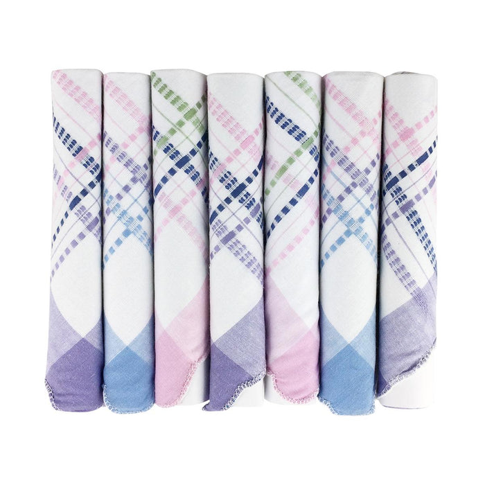 Warwick & Vance Women's 100% Cotton Leno Design & Scallop Edges Handkerchiefs 7 Pack