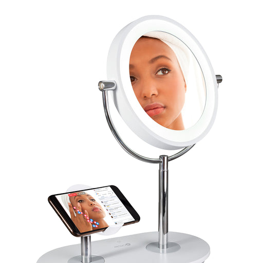 LED Ring Light Make Up Mirror With Phone Charigng Standing 