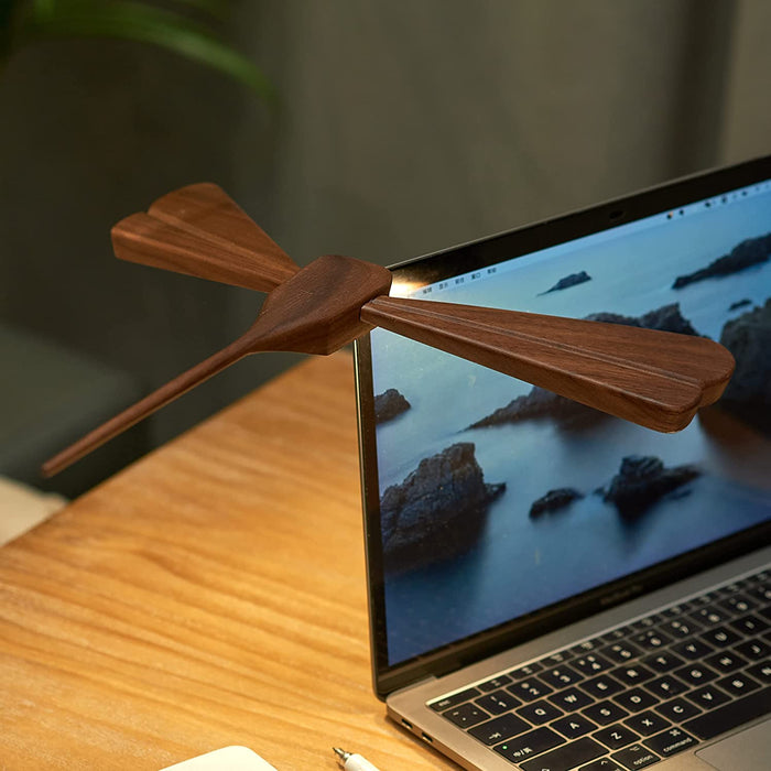 Gingko Natural Wood LED Dragonfly Balance Desk Lamp