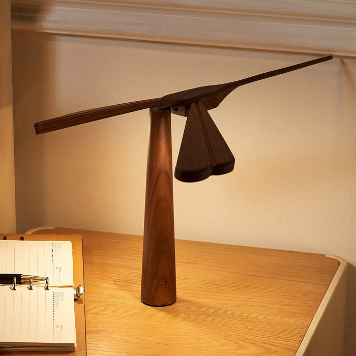 Gingko Natural Wood LED Dragonfly Balance Desk Lamp