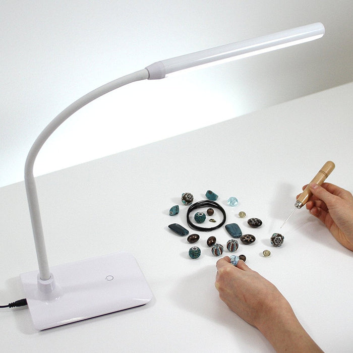 The Daylight Company Uno White LED Table & Desk Lamp With Flexible Arm & 4 x Brightness Dimmer