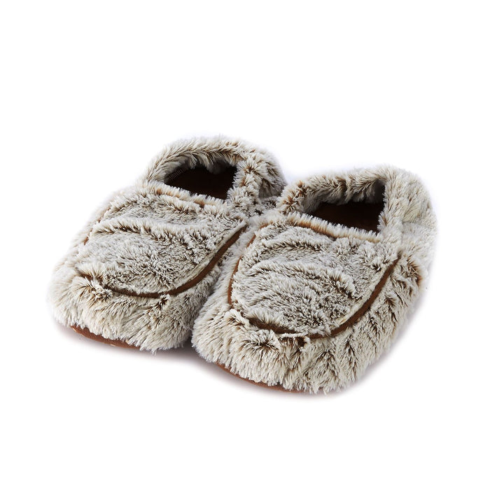 warmies heat-up soft slippers in beige marshmallow