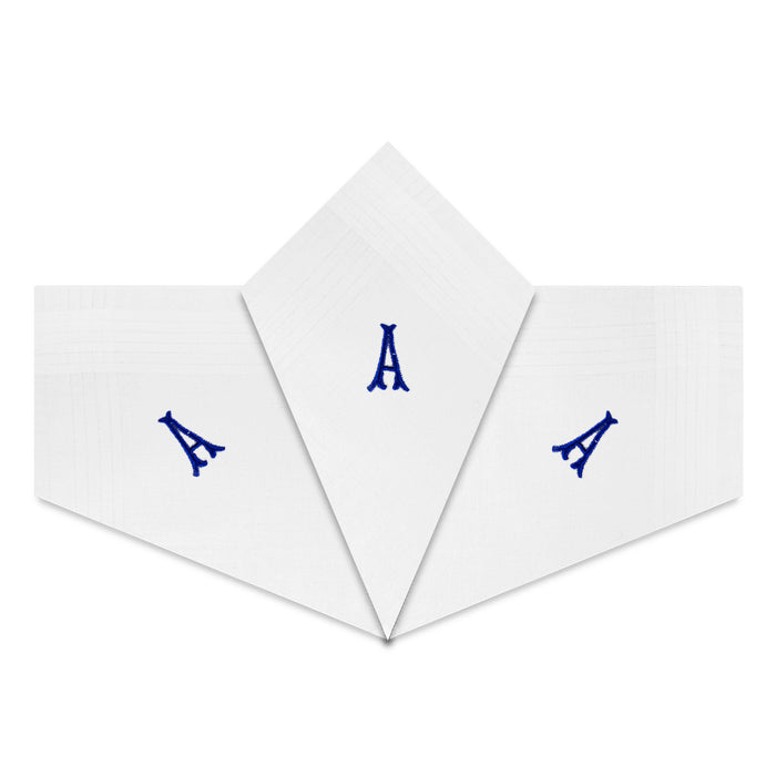 Warwick & Vance Men's Embroidered Initials 100% Cotton White Handkerchiefs 3 Pack