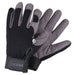 A pair of black and grey gardening gloves with a black velcro wrist band with Briers wrote on the strap.