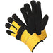 A pair of black and yellow men's gardening work gloves