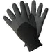 A pair of grey and black gardening gloves 