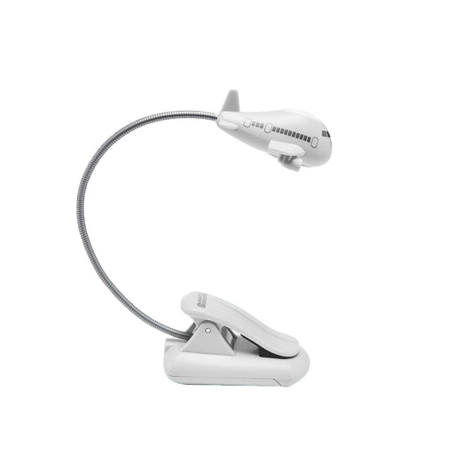 baby bright white airplane LED nursery clip on light featuring a plane shaped light
