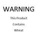 A sign saying 'warning this product contains wheat'
