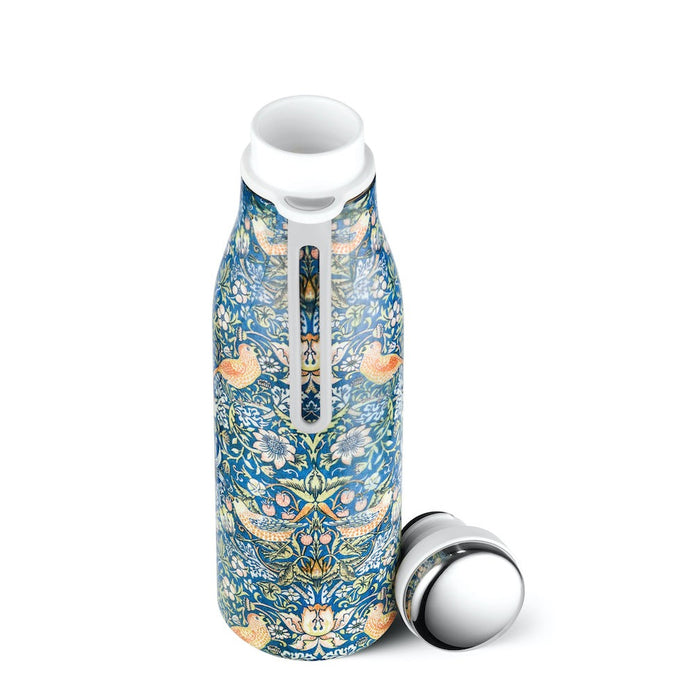 ecoffee william morris drinks water bottle with open lid