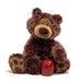 Gund Philbin soft bear in chocolate brown holding a red apple