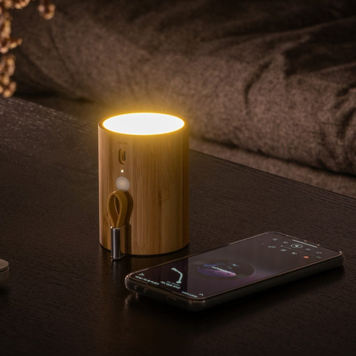 Gingko Natural Wood Drum LED Light Bluetooth Speaker