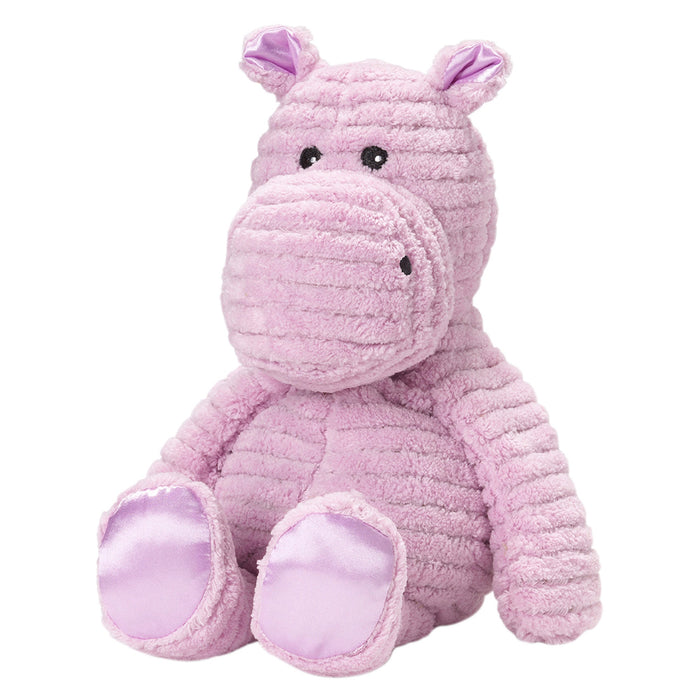 A fluffy Pink Hippo with pink satin ears and feet.
