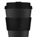 Dark green reusable cup with black lid and black band