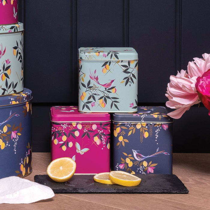 Lifestyle Image Of Sara Miller Canister With Fresh Lemons And Flowers Decor