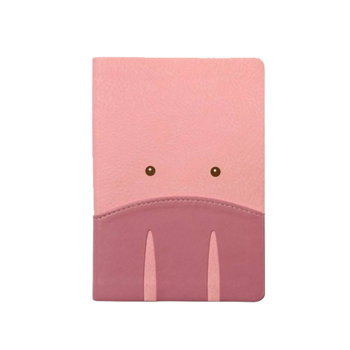 Dusky pink and light pink pig face on a notepad. 