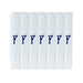 Pack of 7 white handkerchiefs with an embroidered letter F in the colour navy in the centre