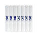 Pack of 7 white handkerchiefs with an embroidered letter M in the colour navy in the centre