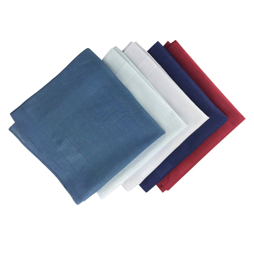 Red, Blue and White handkerchiefs rolled into squares neatly   