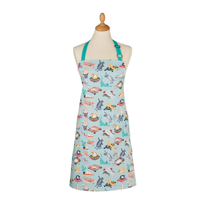 various cat design apron with turquoise