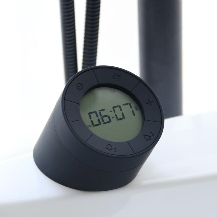 Gingko Edge light rechargable alarm clock in soft black