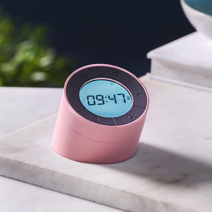 Gingko Edge light rechargeable alarm clock in light pink