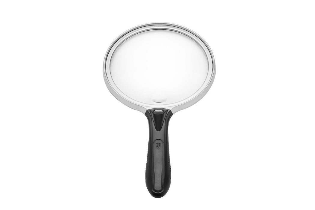 5 inch round LED magnifier with black handle
