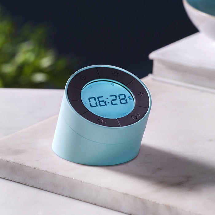 Gingko Edge light rechargeable alarm clock in summer green