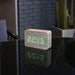 Gingko brick LED click clock in an Ash coloured wooden effect displaying the time in light green