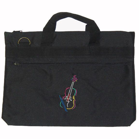 Musical Instrument Embroidered Book/Document Lesson Messenger Bag - Various